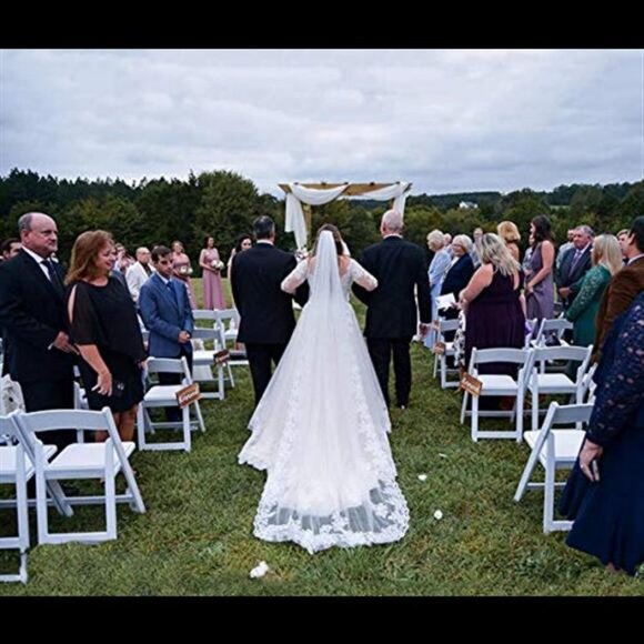 Lace Veils Long Cathedral Veil Soft Tulle Bridal Veils with Comb 118" (White) - Picture 3 of 7